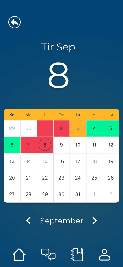 Eir prototype calendar colored by mood
